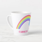 pastelregenboog, wolk, regenwonden, jouw naam latte mok (Linkerhoek)