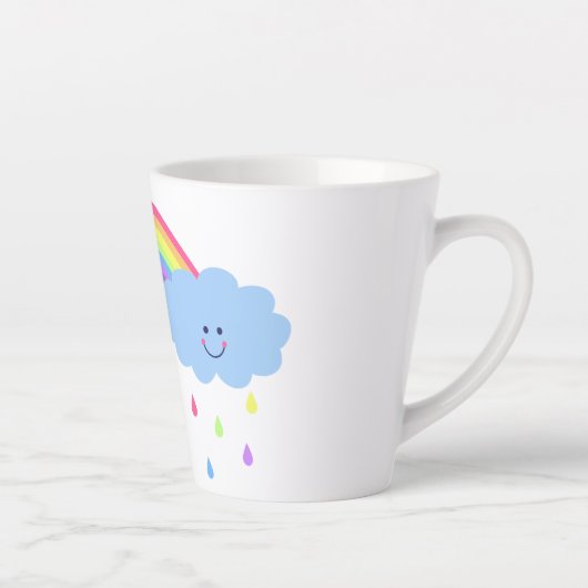 pastelregenboog, wolk, regenwonden, jouw naam latte mok (Rechts)