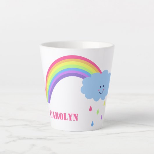 pastelregenboog, wolk, regenwonden, jouw naam latte mok (Voorkant)