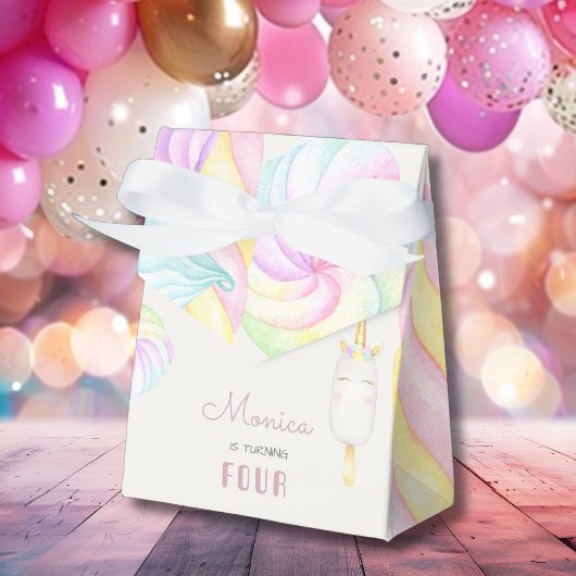 Pastelregenboogachtige waterverf eenhoorn zoete ve bedankdoosjes