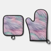 pastelregenboogbont ovenwant & pannenlap set (Voorkant)