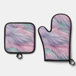 pastelregenboogbont ovenwant & pannenlap set