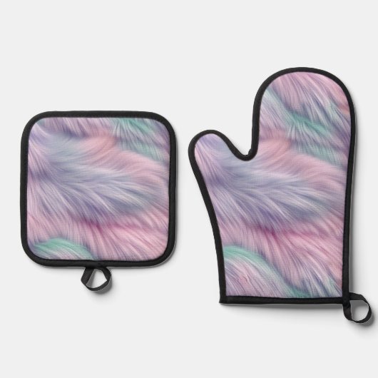 pastelregenboogbont ovenwant & pannenlap set (Voorkant)