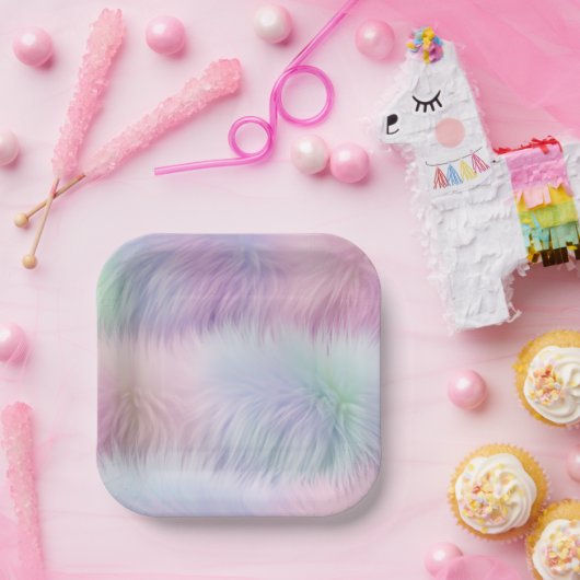 pastelregenboogbont papieren bordje (Feest)