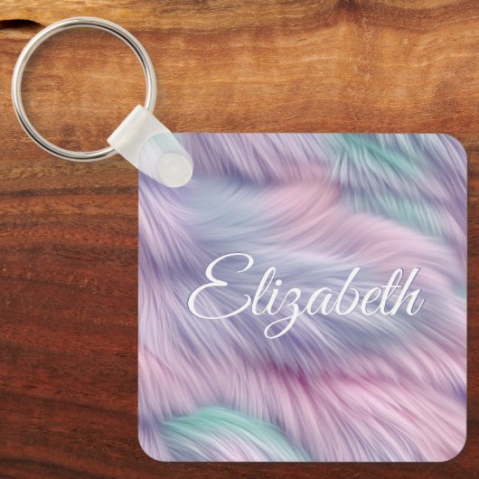 pastelregenboogbont sleutelhanger (Voorkant)