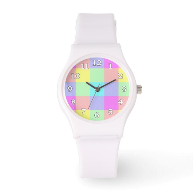 Pastelregenboogcontrole Horloge (Voorkant)