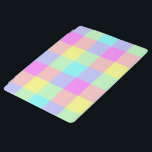 Pastelregenboogcontrole iPad Cover<br><div class="desc">Dit heldere,  kleurrijke ontwerp heeft een licht getextureerd herhalend gecontroleerd/vierkant patroon in een levendige regenboog van pastelkleuren. Het is een stijlvol,  levendig,   schuimvormend schaakbord dat eruit ziet als springtijd. Geniet ervan als zodanig of gebruik het als achtergrond voor jouw tekst en foto's.</div>