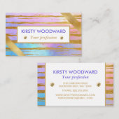 Pastelregenbooggradiënt en goudpenseelstreken visitekaartje (Voorkant / Achterkant)
