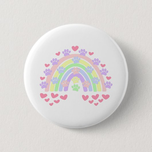 Pastelregenboogharten en -verven ronde button 5,7 cm (Voorkant)
