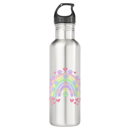 Pastelregenboogharten en -verven waterfles  (Voorkant)