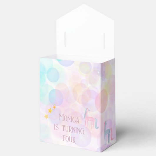 Pastelregenboogkinderen waterverf eenhoorn bedankdoosjes (Geopend)