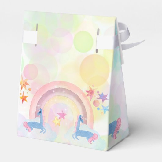 Pastelregenboogkinderen waterverf eenhoorn bedankdoosjes (Achterkant)