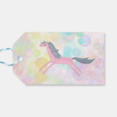 Pastelregenboogkinderen waterverf eenhoorn cadeaulabel (Achterkant Horizontaal)