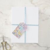 Pastelregenboogkinderen waterverf eenhoorn cadeaulabel (Met Touw)