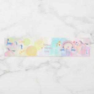 Pastelregenboogkinderen waterverf eenhoorn waterfles etiket