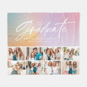 Pastelregenboogmeisjes met meerdere foto's afstude fleece deken