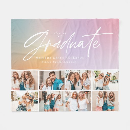 Pastelregenboogmeisjes met meerdere foto's afstude fleece deken (Voorkant (Horizontaal))