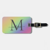 Pastelregenboogmonogram Bagagelabel (Voorkant horizontaal)