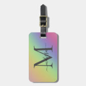 Pastelregenboogmonogram Bagagelabel (Voorkant verticaal)