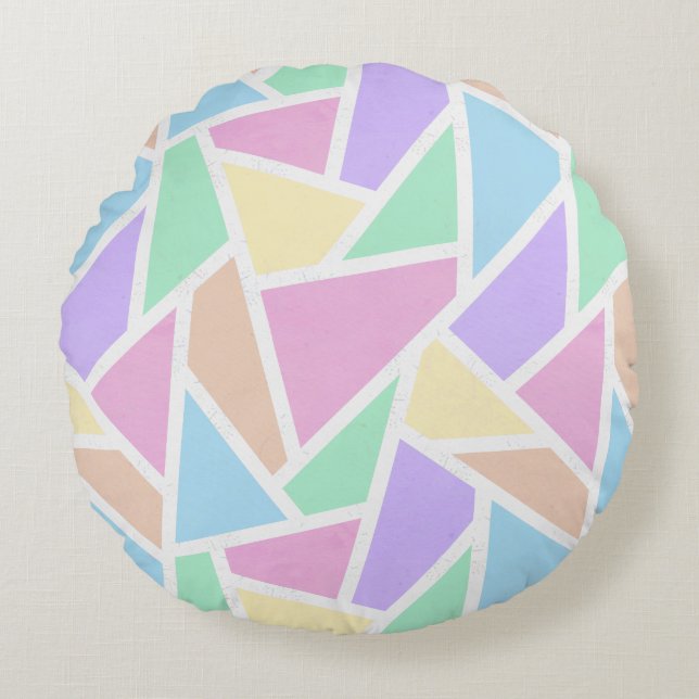 Pastelregenboogmozaïekpatroon Rond Kussen (Voorkant)