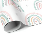 Pastelregenboogpatroon met harten cadeaupapier (Rol Hoek)