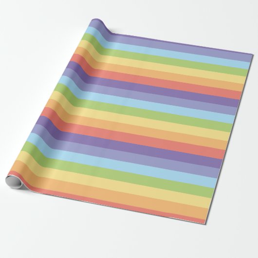 Pastelregenboogstrepen Gay Pride Cadeaupapier (Uitgerold)