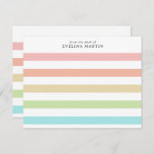 Pastelregenboogstrepen van het bureau van notitiekaartje (Voorkant / Achterkant)