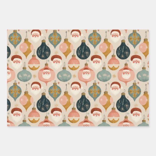 Pastelretro Santa inpakpapier Vel (Voorkant)
