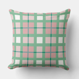 Pastelretro schattig patroon van tartan groene roz kussen
