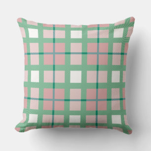 Pastelretro schattig patroon van tartan groene roz kussen