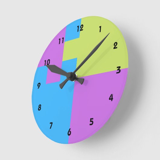 Pastelrino modern kleurenblok ronde klok (Hoek)