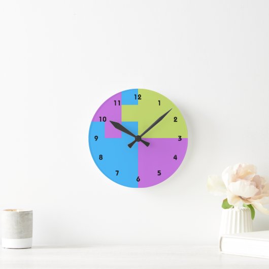 Pastelrino modern kleurenblok ronde klok (Huis)