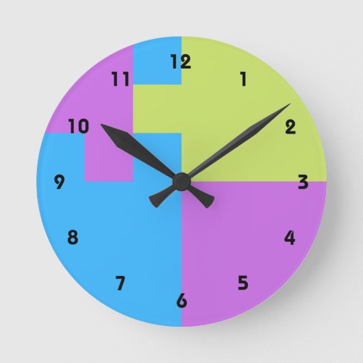 Pastelrino modern kleurenblok ronde klok (Voorkant)