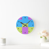 Pastelrino modern kleurenblok ronde klok (Huis)