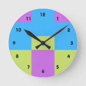 Pastelrino modern kleurenblok ronde klok (Voorkant)