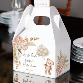 Pastelroombruin boho gedroogde bloemen baby shower bedankdoosjes