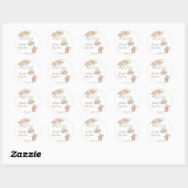 Pastelroombruin boho gedroogde bloemen baby shower ronde sticker (Vel)