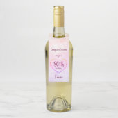 pastelroze 80e verjaardagsontwerp flessenhanger (Op fles)