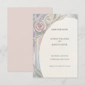 Pastelroze Art Nouveau Bewaar De Datum Save The Date (Voorkant / Achterkant)