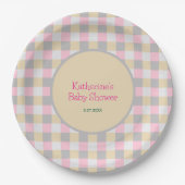 pastelroze Baby shower Papieren Bordje (Voorkant)