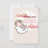 Pastelroze bewolkte Schattigee slapende Baby Drago Bedankkaart (Voorkant)