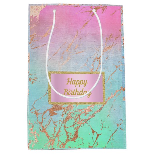 pastelroze blauwe marmer - tas voor cadeautas nieu (Voorkant)