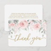 Pastelroze bloem kaart met bedankje (Voorkant / Achterkant)