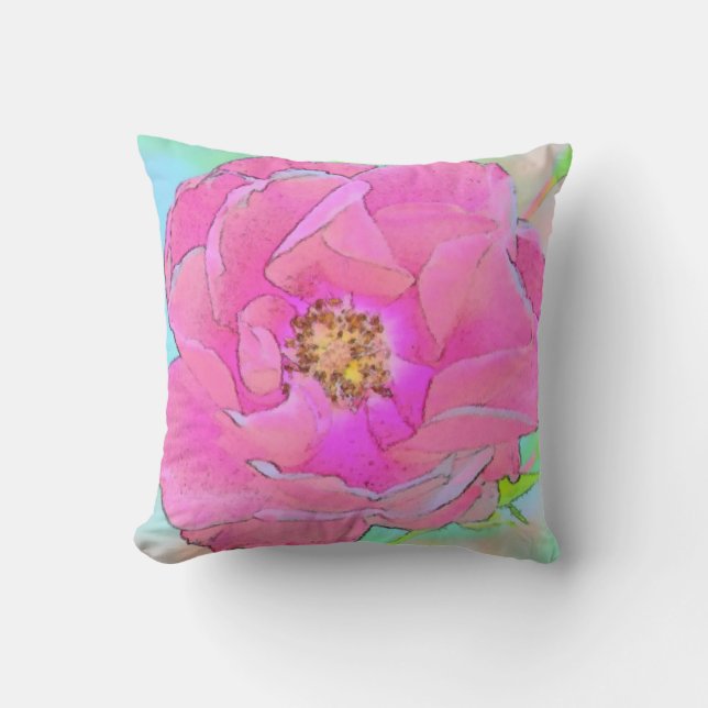 Pastelroze bloem kussen (Voorkant)