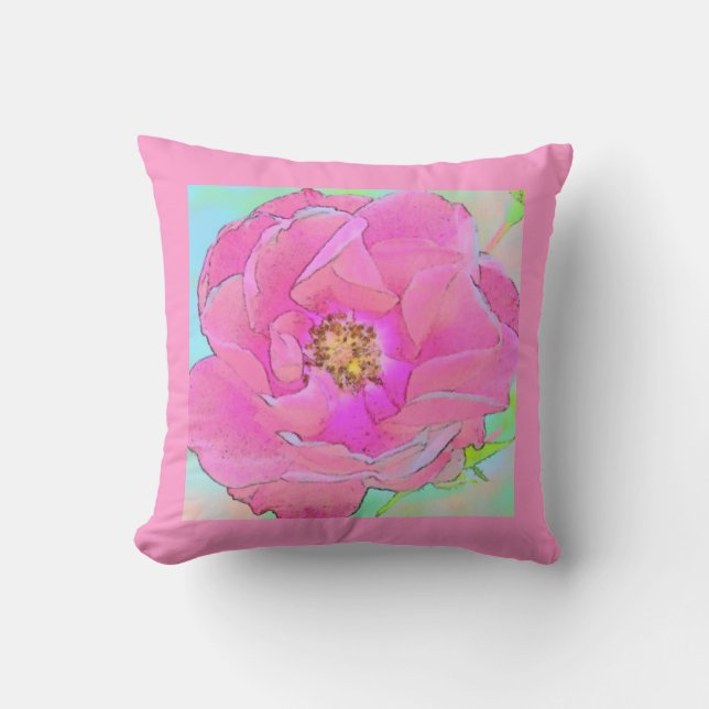 Pastelroze bloem kussen (Voorkant)