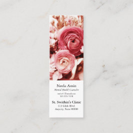 Pastelroze bloemen bladwijzer mini visitekaartje