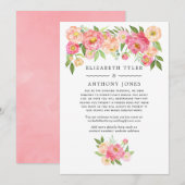 Pastelroze bloemen bruiloft gereduceerde gastenlij aankondiging (Voorkant / Achterkant)