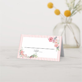 Pastelroze bloemen plaatskaartje