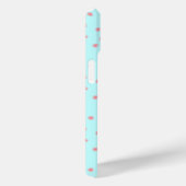 Pastelroze bloempatroon op een turquoise achtergro Case-Mate iPhone case (Achterkant / Rechts)