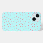 Pastelroze bloempatroon op een turquoise achtergro Case-Mate iPhone case (Achterkant (horizontaal))
